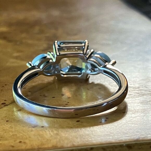 Sky Blue Topaz Larimar Sterling Silver Ring Size 9.75 - Picture 5 of 10
